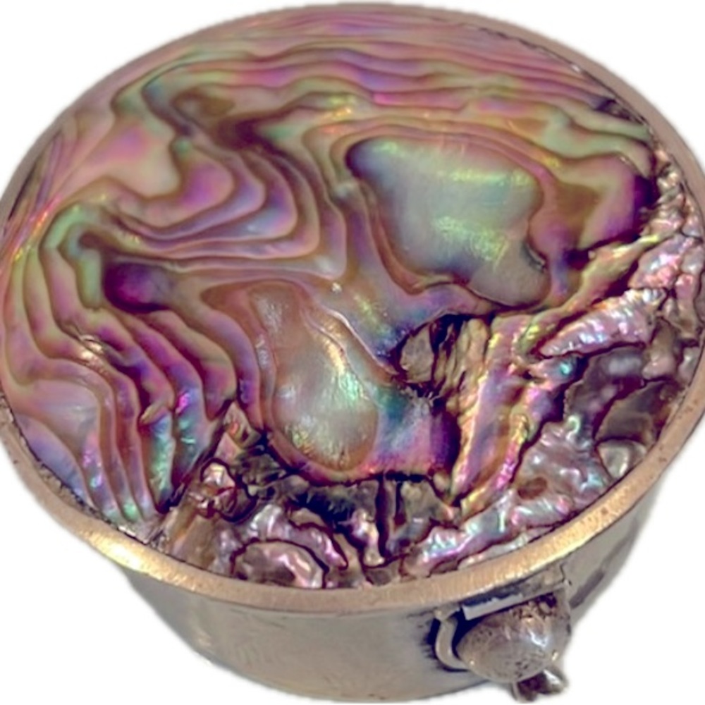 Sterling silver abalone top pillbox vintage